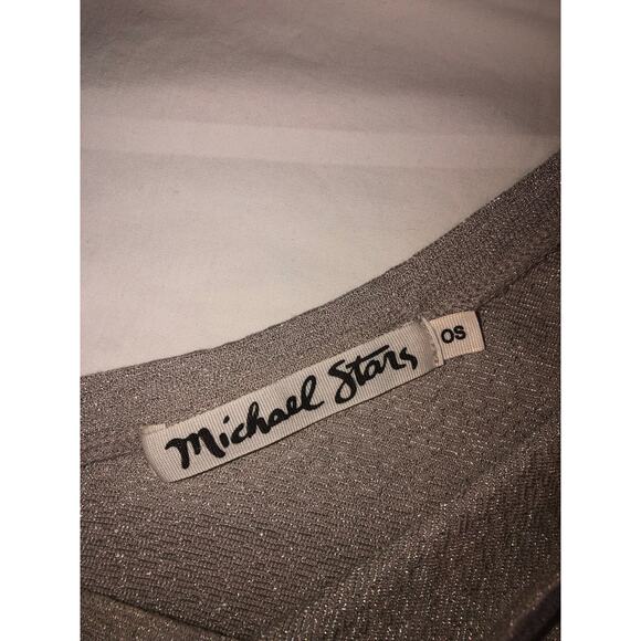 Michael Stars One Size Gray Silver Sparkle Stretch One Shoulder Top Knit OS - Picture 2 of 9